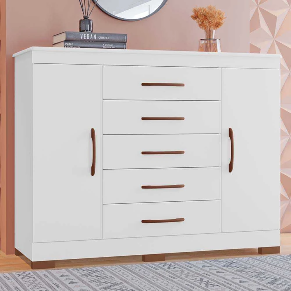 Cômoda Elegance 2 Portas 5 Gavetas 100% MDF - 1
