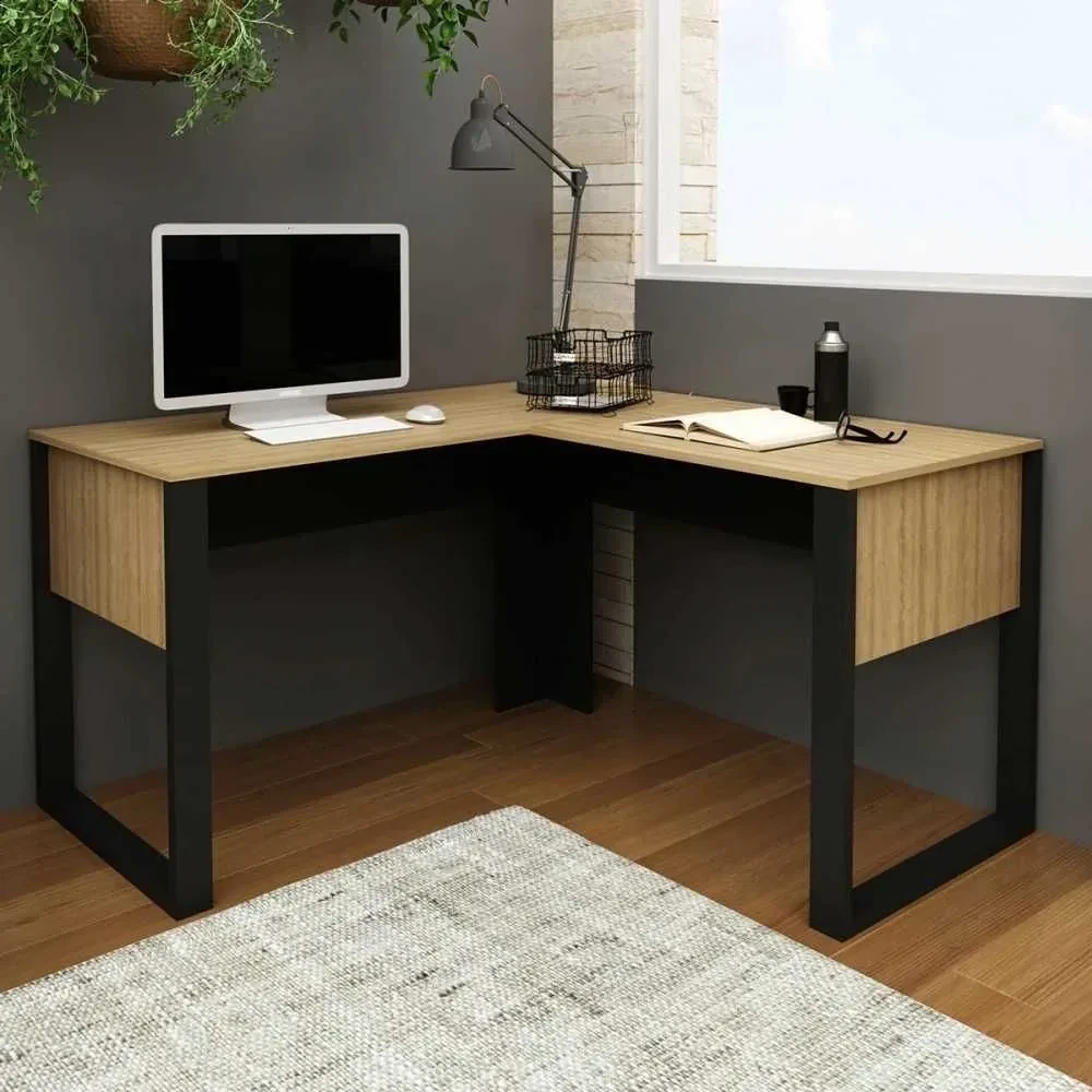 Mesa Escritório Amêndoa/Preto - Tecno Mobili - 1