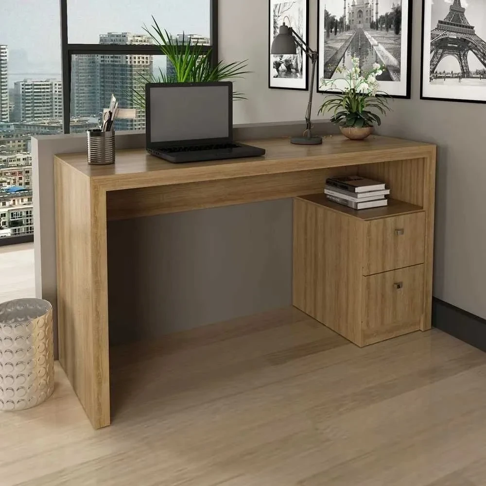 Mesa para Escritório 2 Gavetas Amendoa - Tecno Mobili - 1