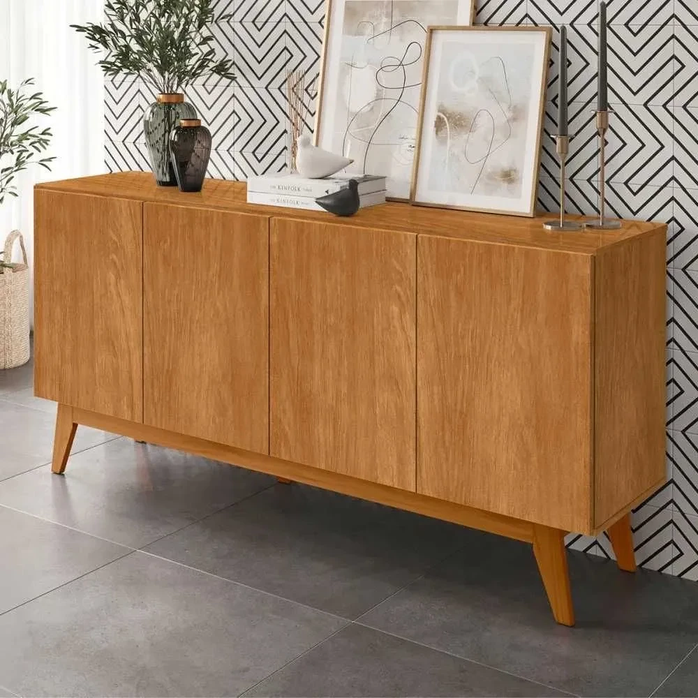Balcão Buffet Ares Lux 4 Portas 2 Prateleiras Nature - Tebarrot - 1