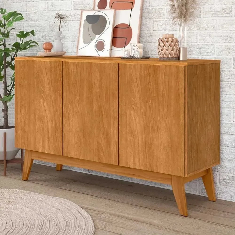 Balcão Buffet Ares Lux 3 Portas 2 Prateleiras Nature - Tebarrot - 1