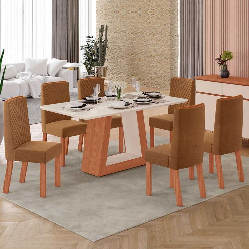 Mesa de Jantar 6 Cadeiras Bruna Heloize 100% MDF - 1