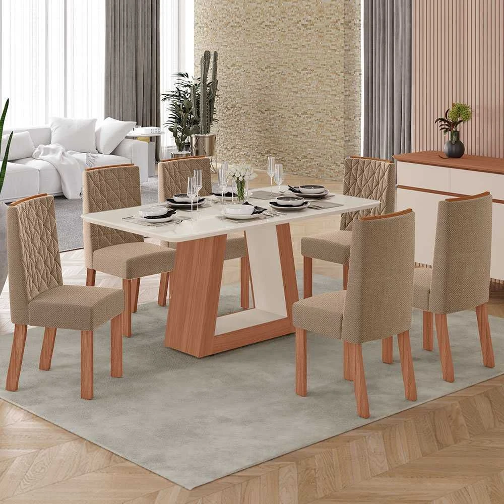 Mesa de Jantar 6 Cadeiras Lara Heloize 100% MDF - 1