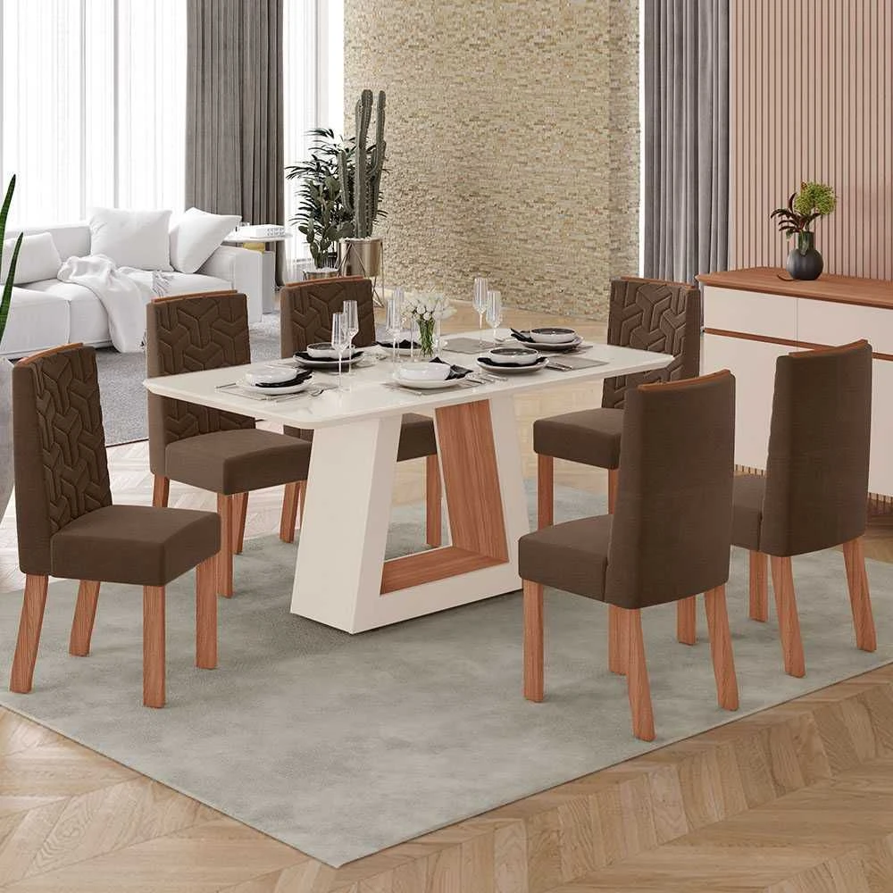 Mesa de Jantar 6 Cadeiras Olímpia Heloize 100% MDF - 1