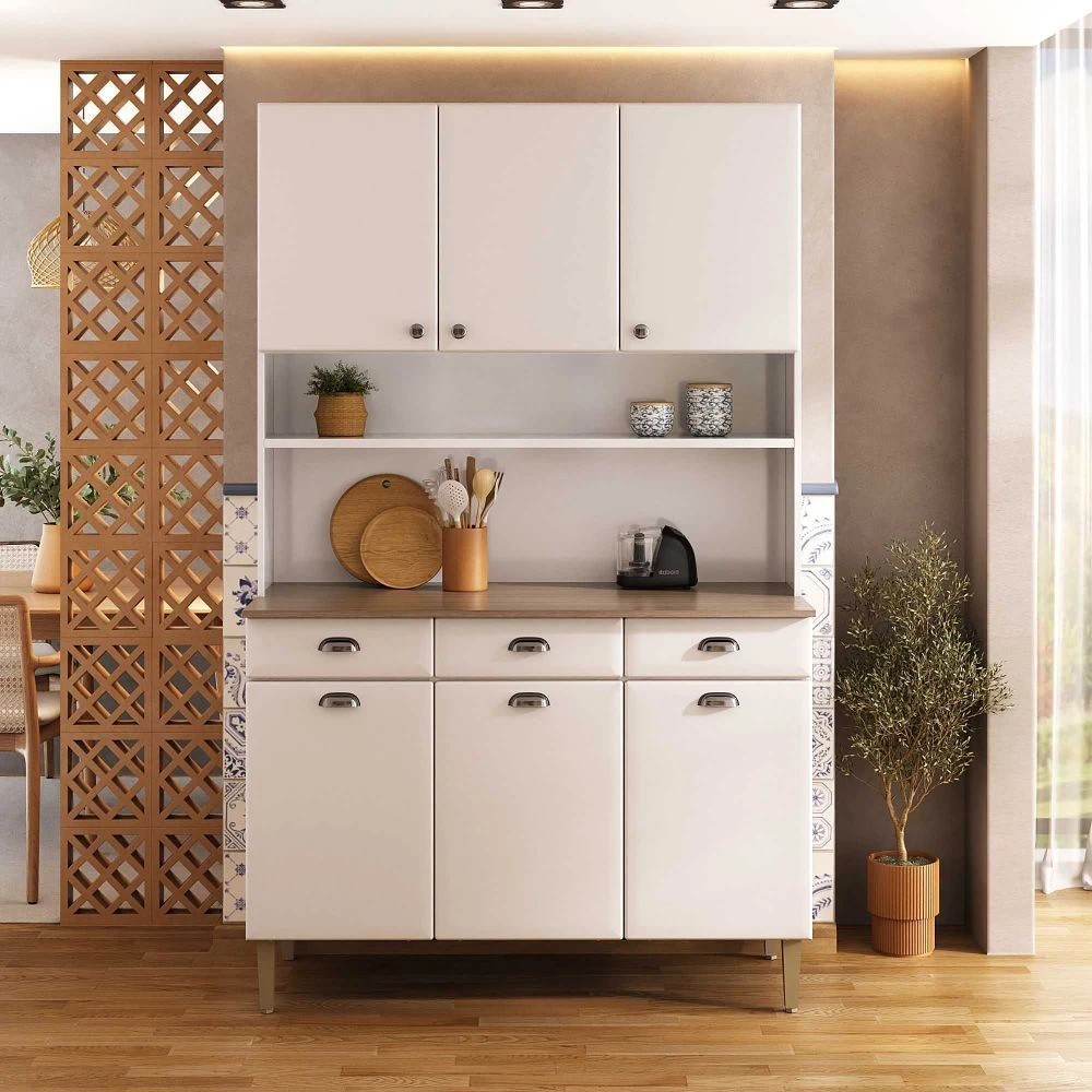 Kit de Cozinha Compacta Itatiaia Retrô 120cm em Aço Off White - 1
