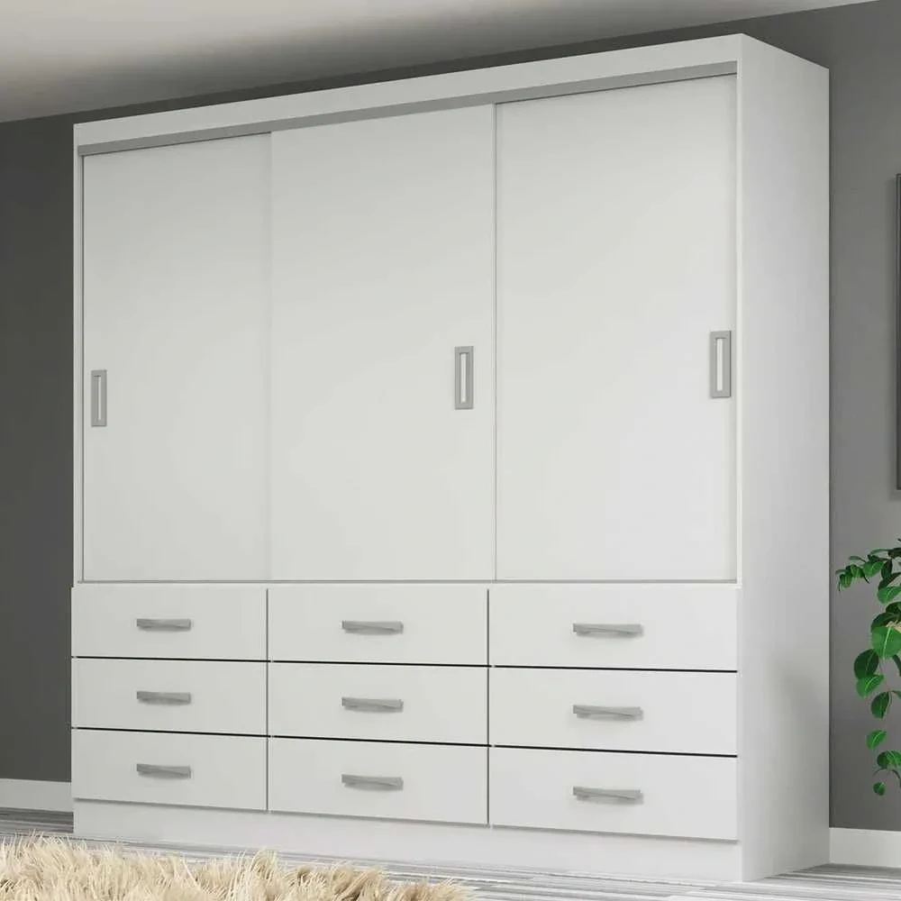 Guarda Roupa Casal Isabela 3 Portas 9 Gavetas Branco - 1