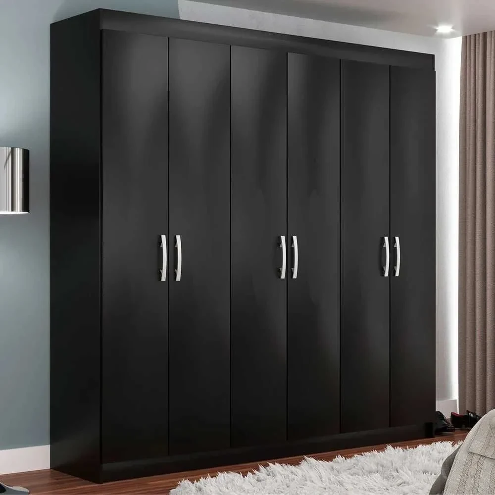 Guarda Roupa Casal Montreal 6 Portas 2 Gavetas Black - 1