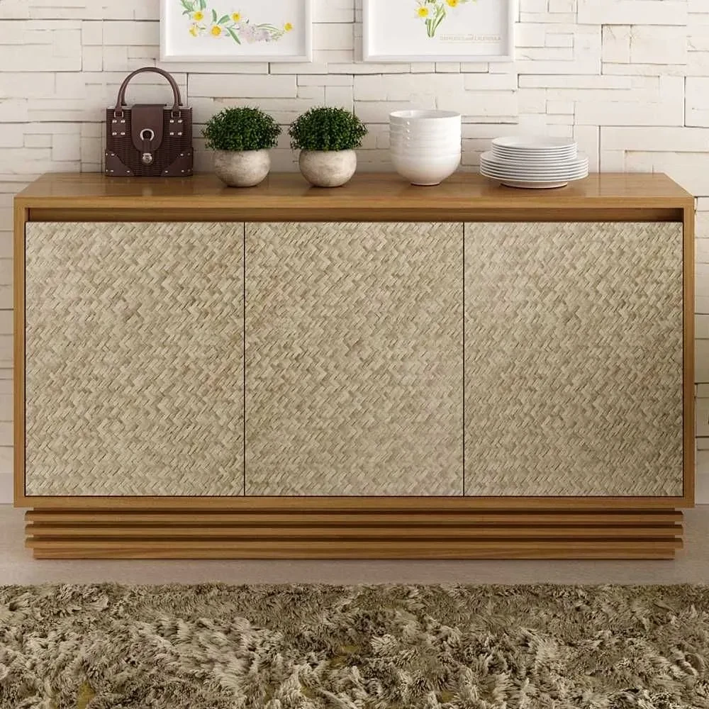 Balcão Buffet 3 Portas 1 Gaveta Natural/Palha - Tecno Mobili - 1