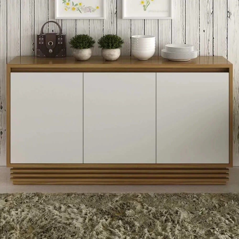 Balcão Buffet 3 Portas 1 Gaveta Natural/Off White - Tecno Mobili - 1