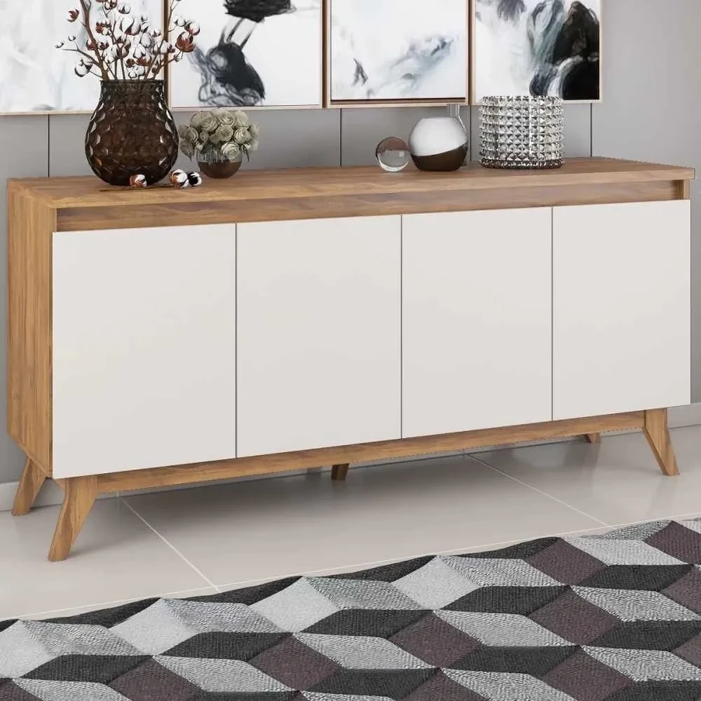 Balcão Buffet Stylo 4 Portas Seda/Off White - Viero Móveis - 1