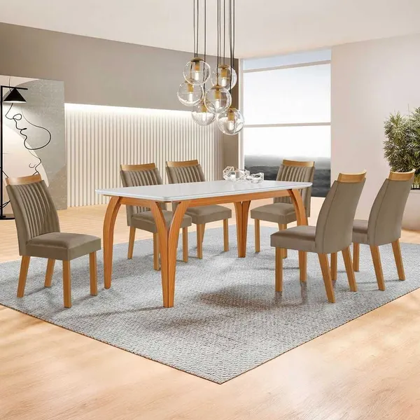 Mesa de Jantar Agata com 6 Cadeiras