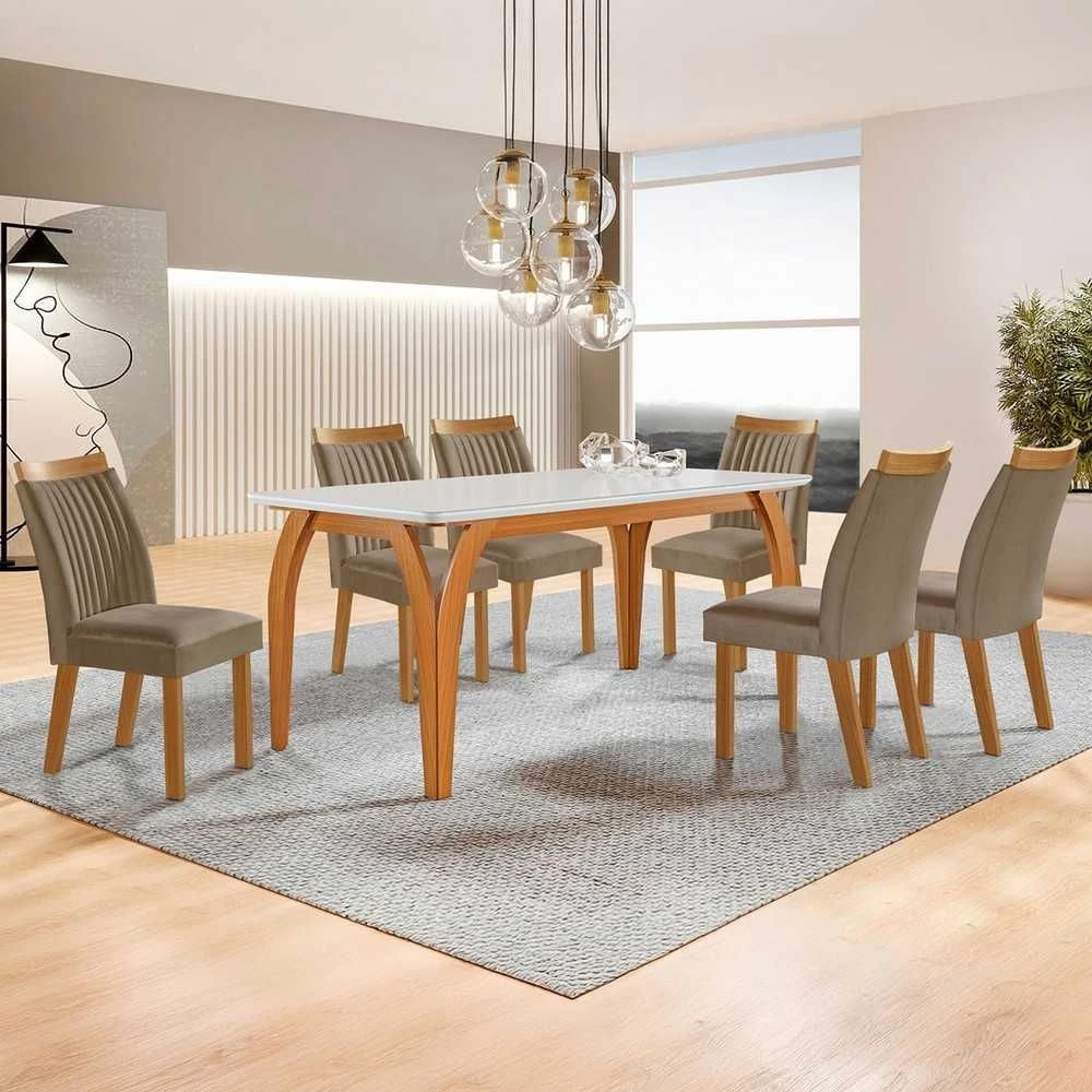 Mesa de Jantar Agata com 6 Cadeiras - 1