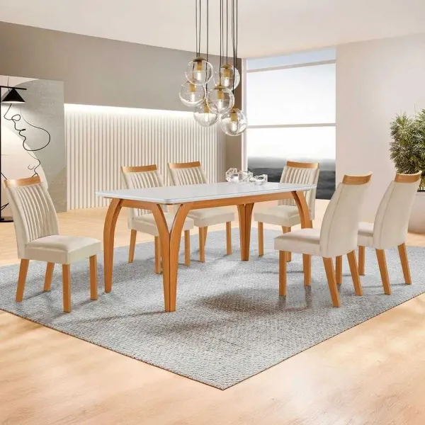 Mesa de Jantar Agata com 6 Cadeiras