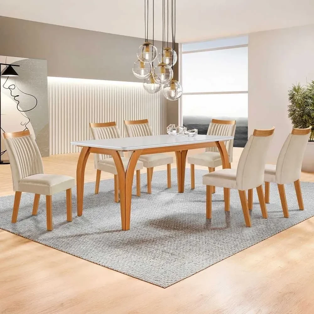 Mesa de Jantar Agata com 6 Cadeiras - 1