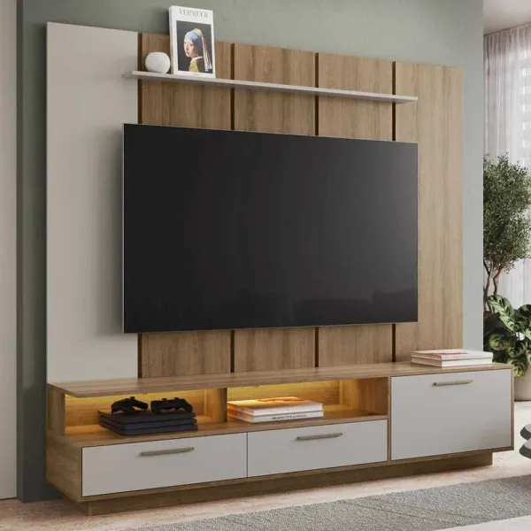 Estante para TV Ravenna 1 Porta 2 Gavetas com Led Arenas