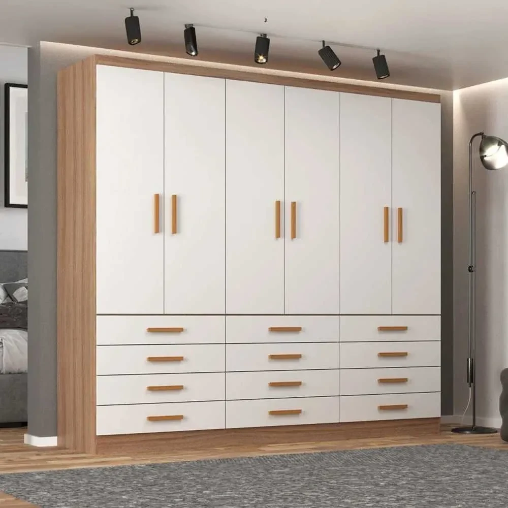 Guarda Roupa Casal New Mônaco 6 Portas 12 Gavetas Branco/Demolição - Evidência Móveis - 1