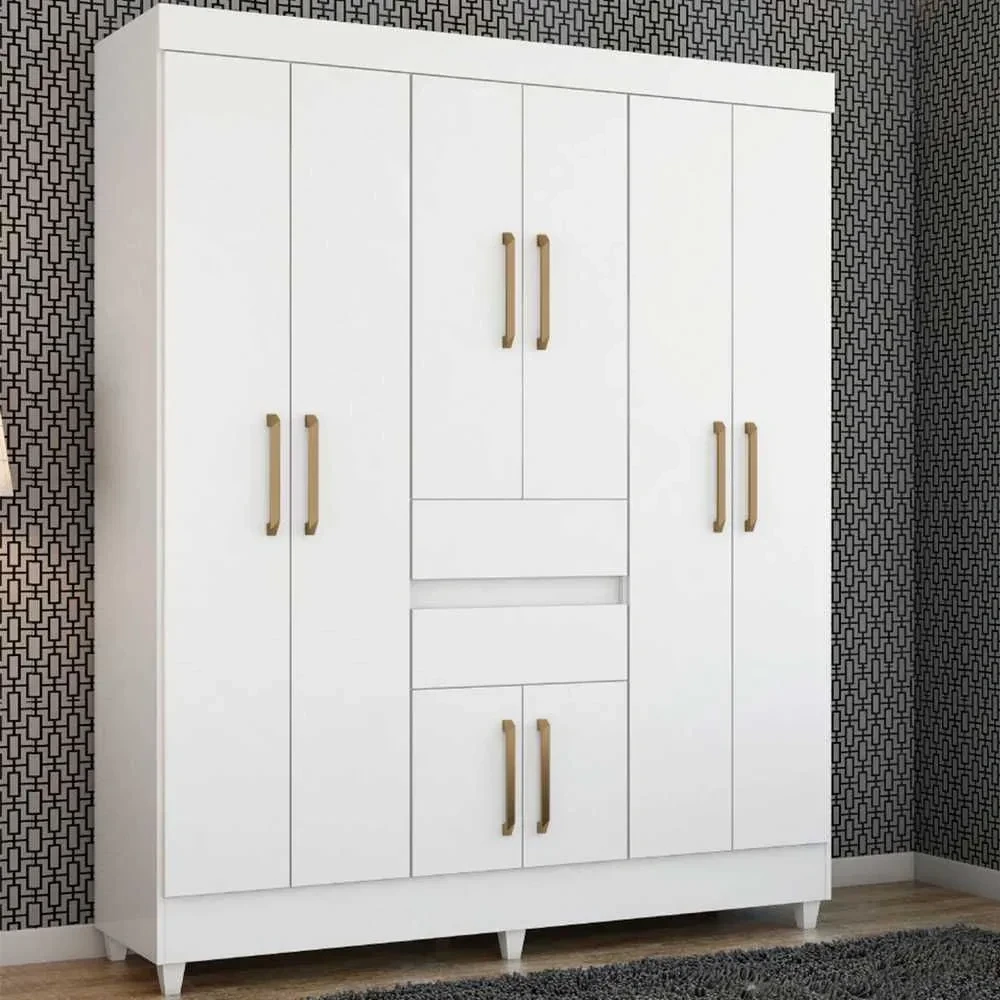 Guarda Roupa Solteiro Munique 8 Portas 2 Gavetas Branco - 1
