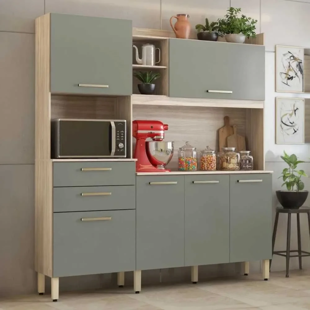 Cozinha Compacta Select 6 Portas 2 Gavetas Avena/Menta - Demóbile - 1