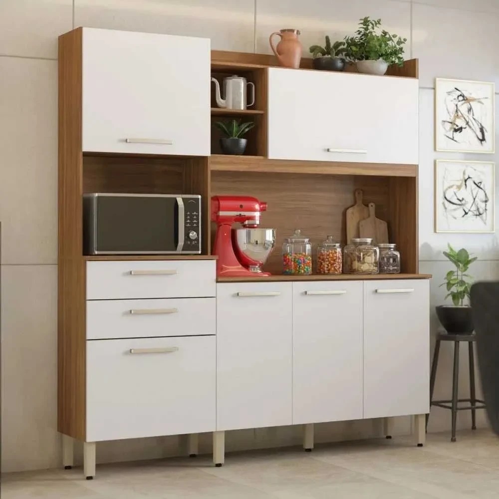 Cozinha Compacta Select 6 Portas 2 Gavetas Amêndola/Branco - Demóbile - 1