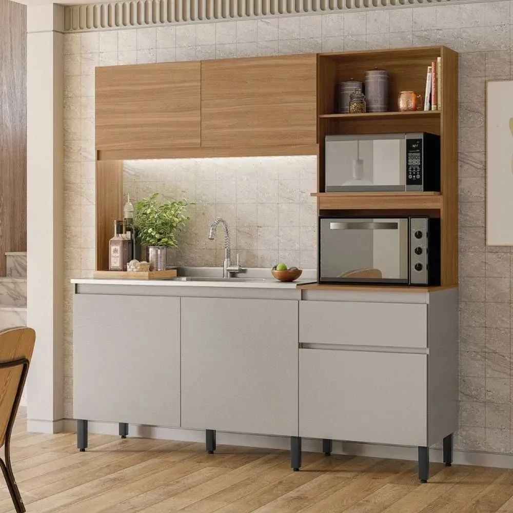 Cozinha Compacta para Pia Amaranto 5 Portas 1 Gaveta Amêndola/Nude Prime - Demóbile - 1