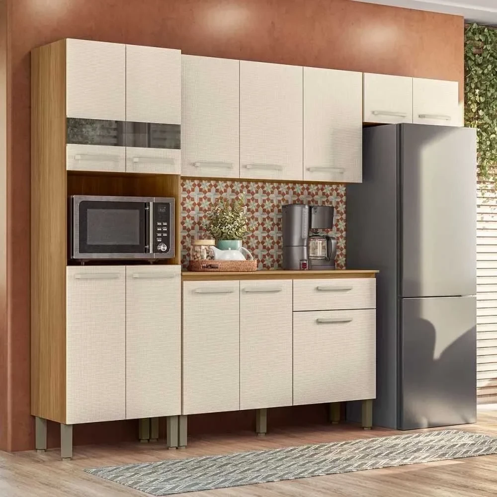 Cozinha Compacta Versalhes 12 Portas 1 Gaveta com Vidro Freijo/Soft - Kits Paraná - 1