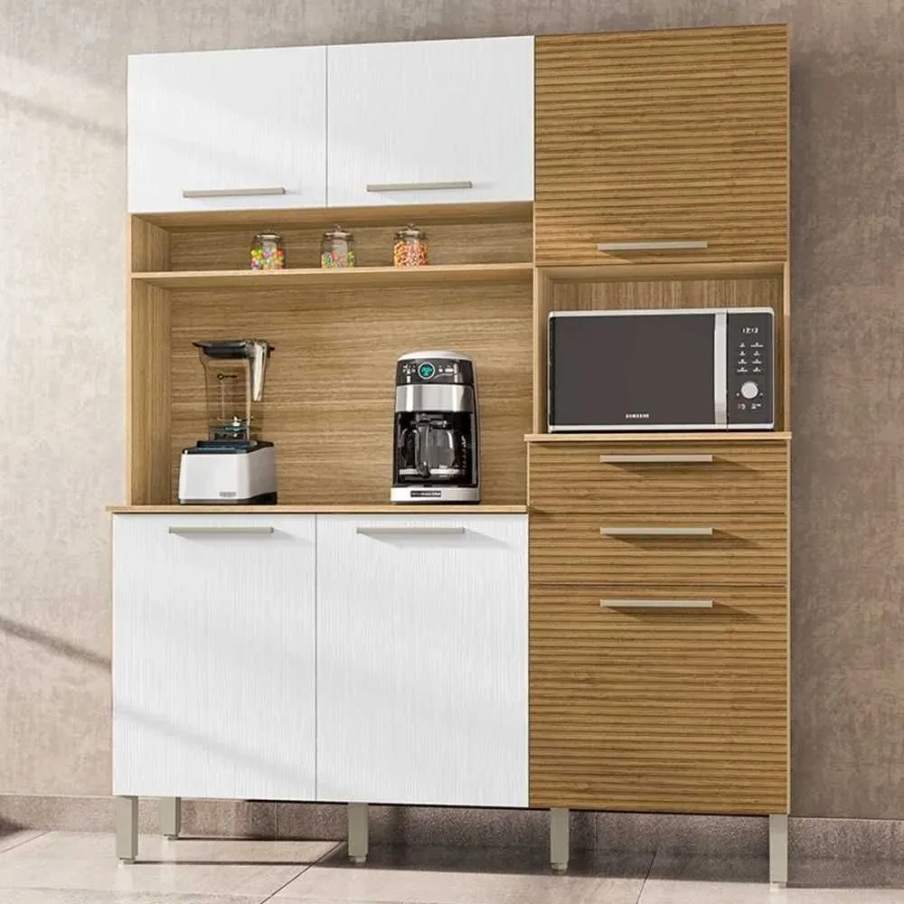 Cozinha Compacta Montesa 6 Portas 2 Gavetas Ripado Freijó/Supremo - Kits Paraná - 1