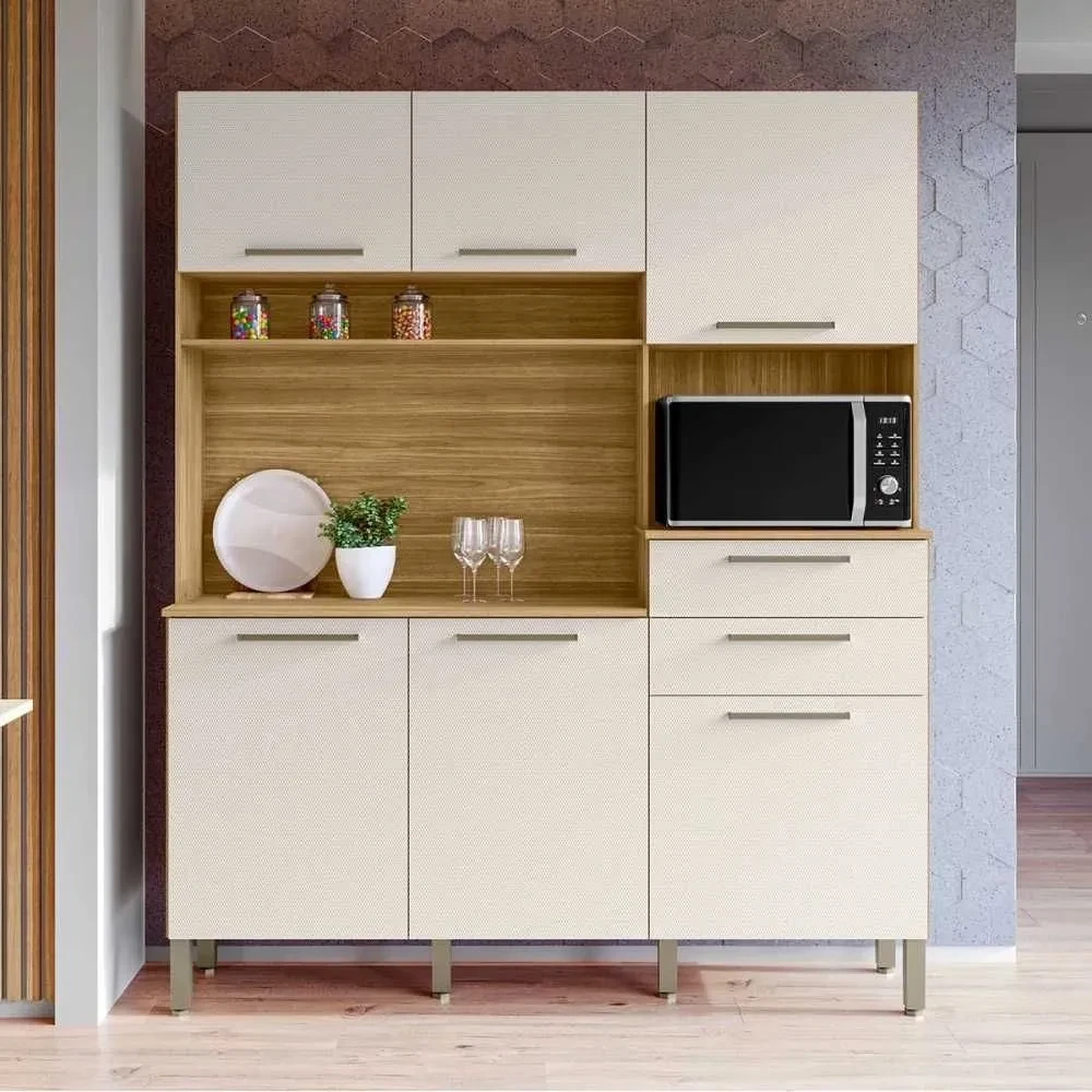 Cozinha Compacta Montesa 6 Portas 2 Gavetas Freijó/Soft - Kits Paraná - 1