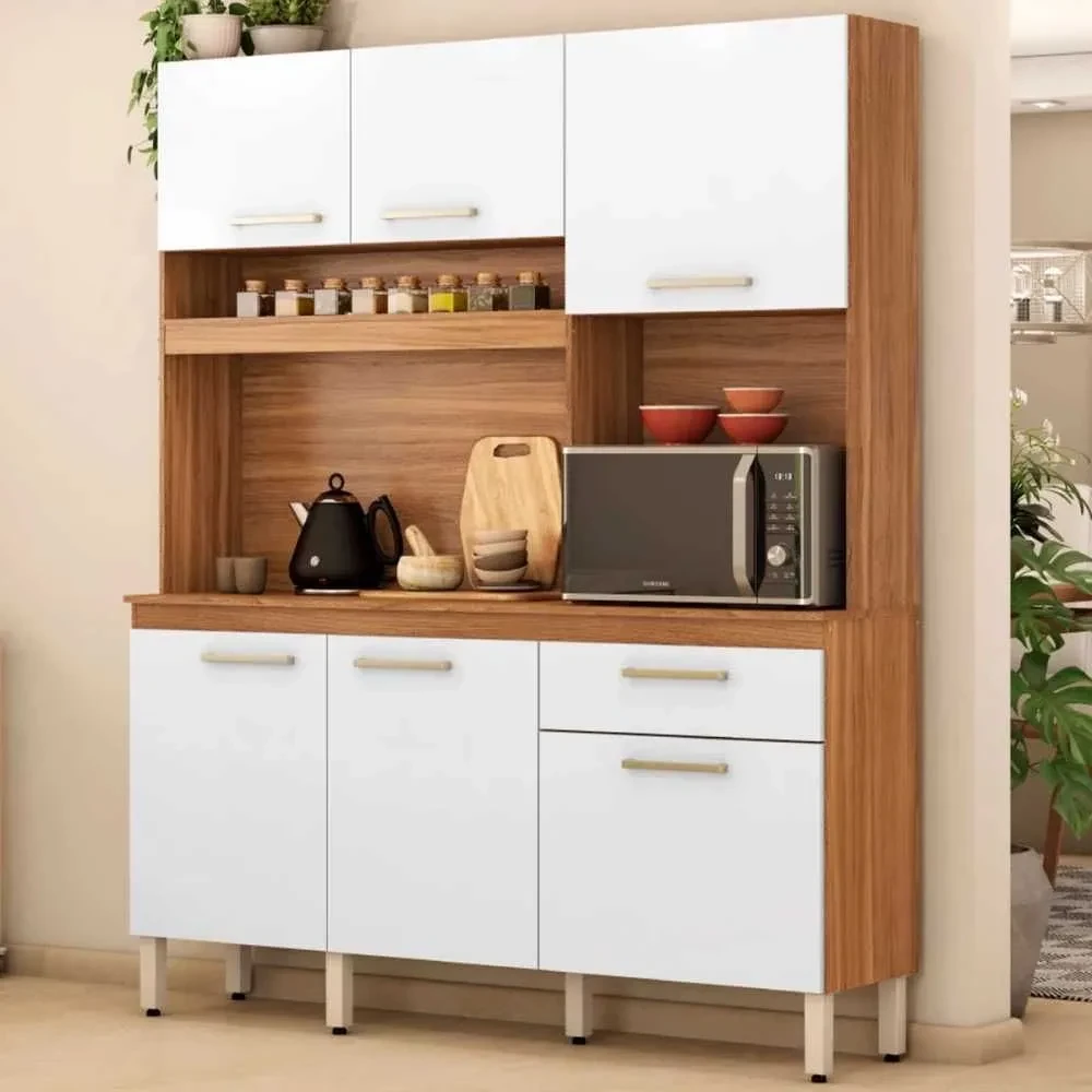Cozinha Compacta álamo 6 Portas 1 Gaveta Amêndola Touch/Branco - Demóbile - 1