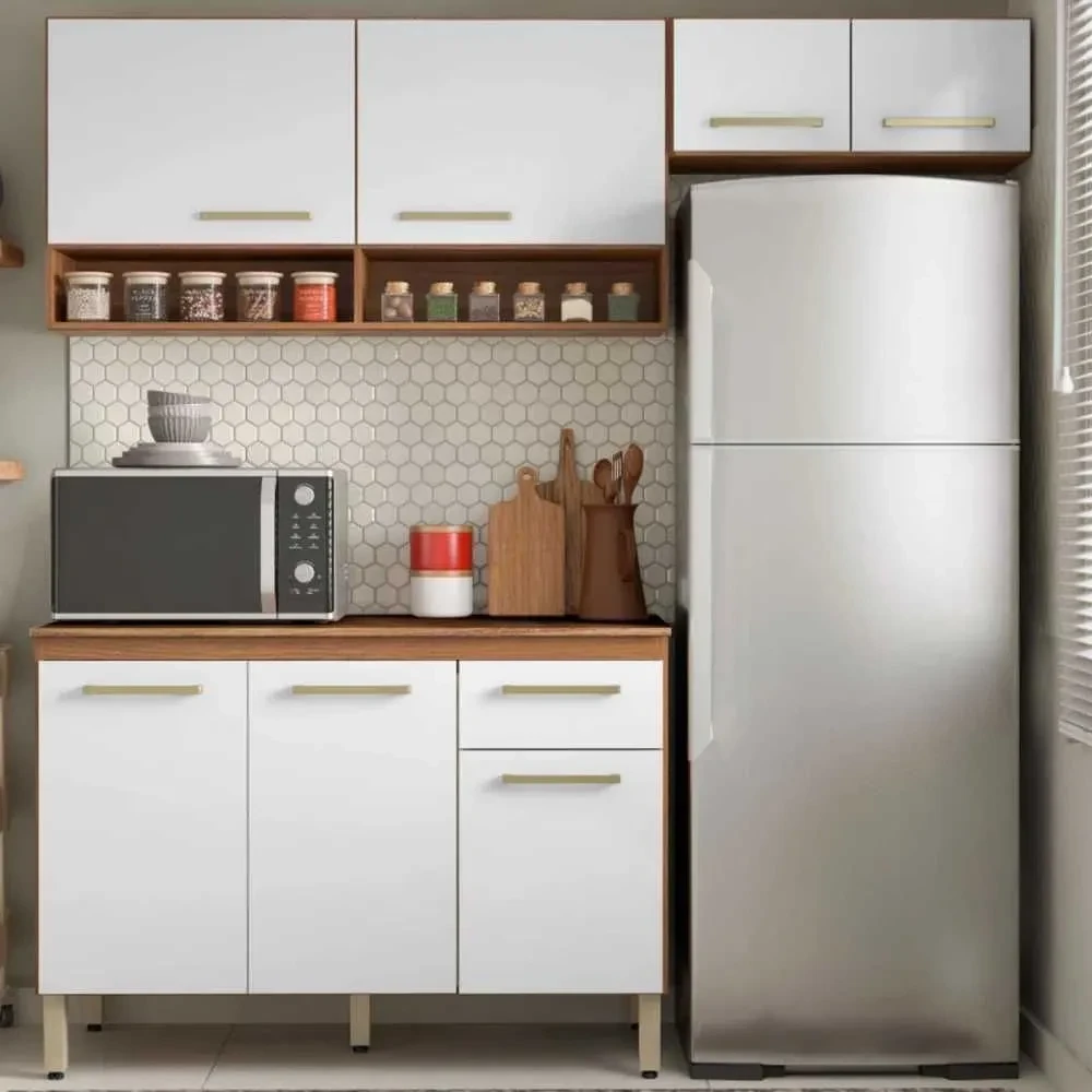 Cozinha Compacta Dama 7 Portas 1 Gaveta Amêndola Touch/Branco - Demóbile - 1