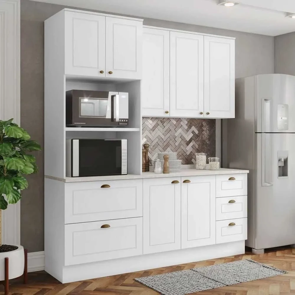Cozinha Compacta Americana 7 Portas 5 Gavetas 100% MDF Branco - Henn - 1