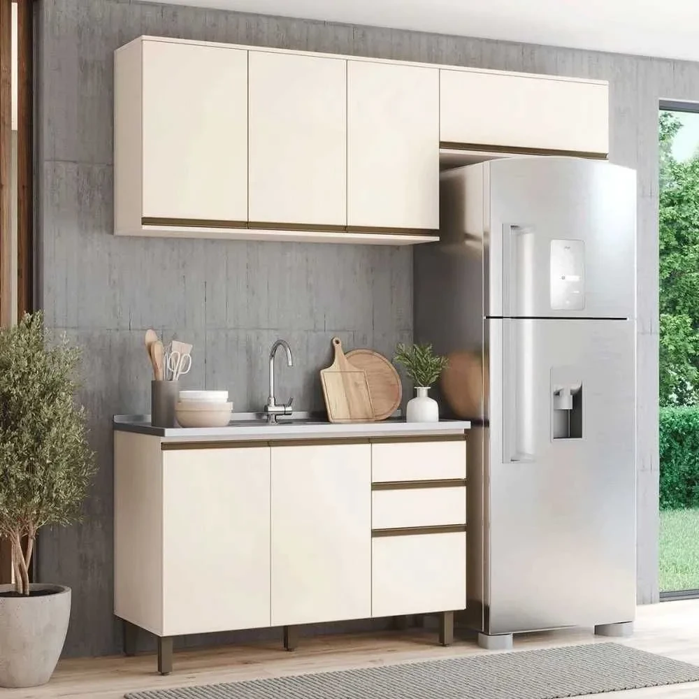 Cozinha Compacta Connect 7 Portas 2 Gavetas 100% MDF Off White - Henn - 1