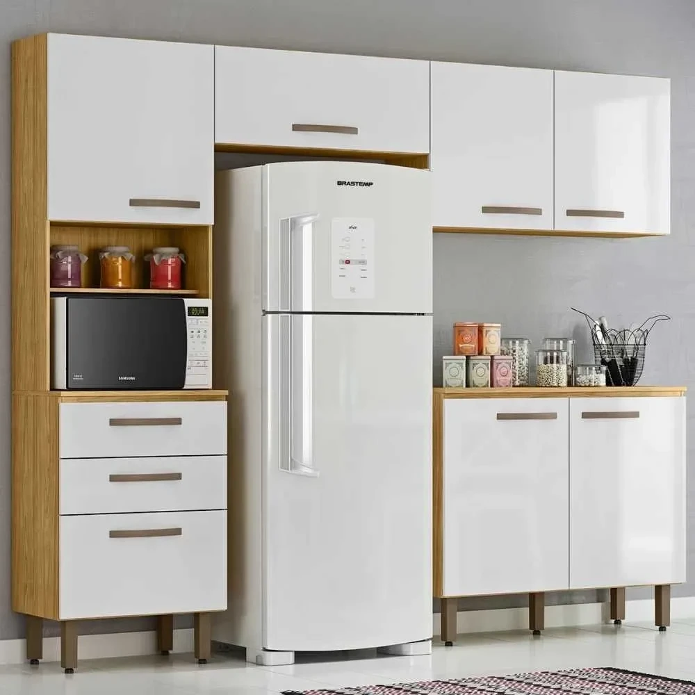 Cozinha Compacta Lana 6 Portas 3 Gavetas Marrocos/Branco - Mx Móveis - 1