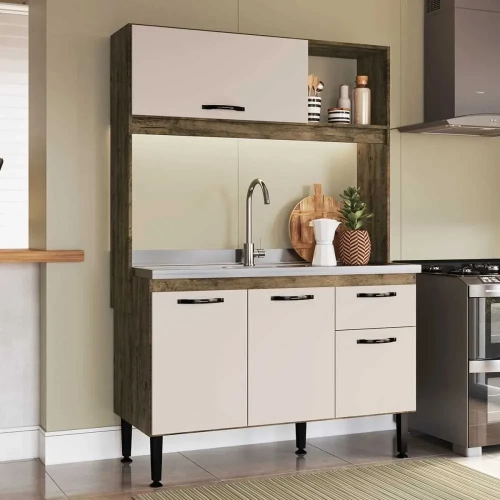 Cozinha Compacta Katy 4 Portas 1 Gaveta Itauba/Off White - Irm Móveis - 1
