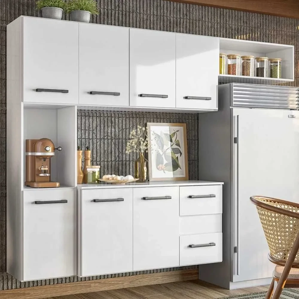 Cozinha Compacta Suspensa Juliete 7 Portas 2 Gavetas Branco - Nicioli - 1