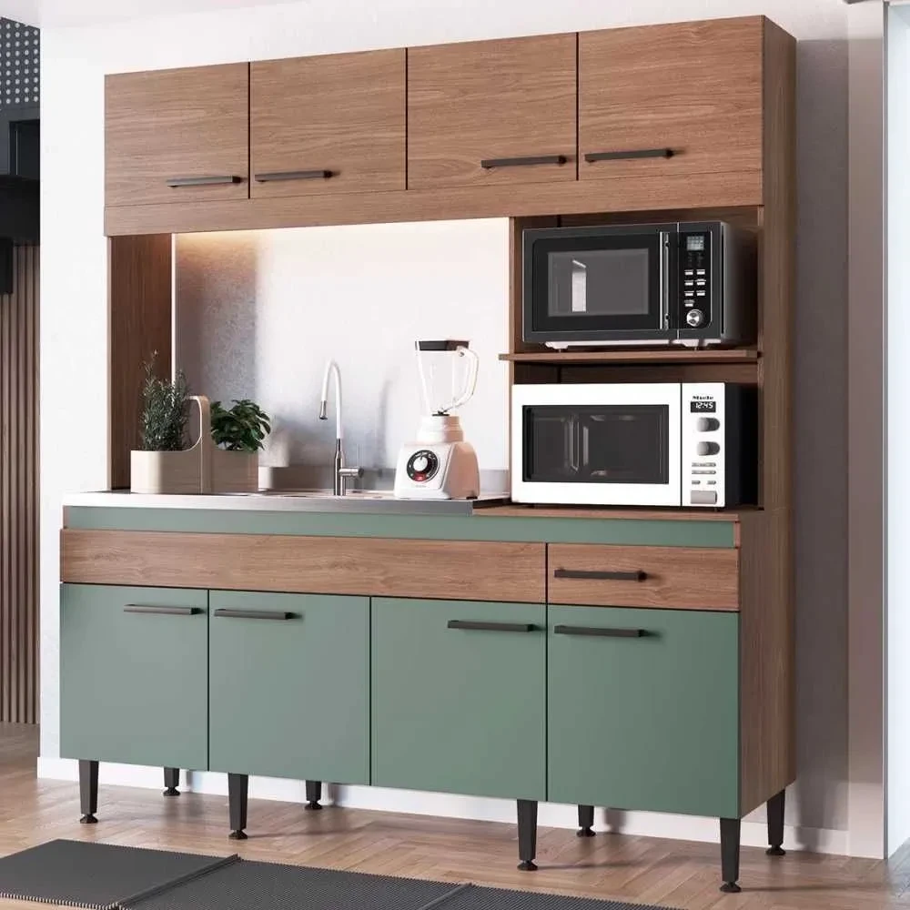 Cozinha Compacta Luisa 8 Portas 1 Gaveta Freijó/Oliva - Irm Móveis - 1