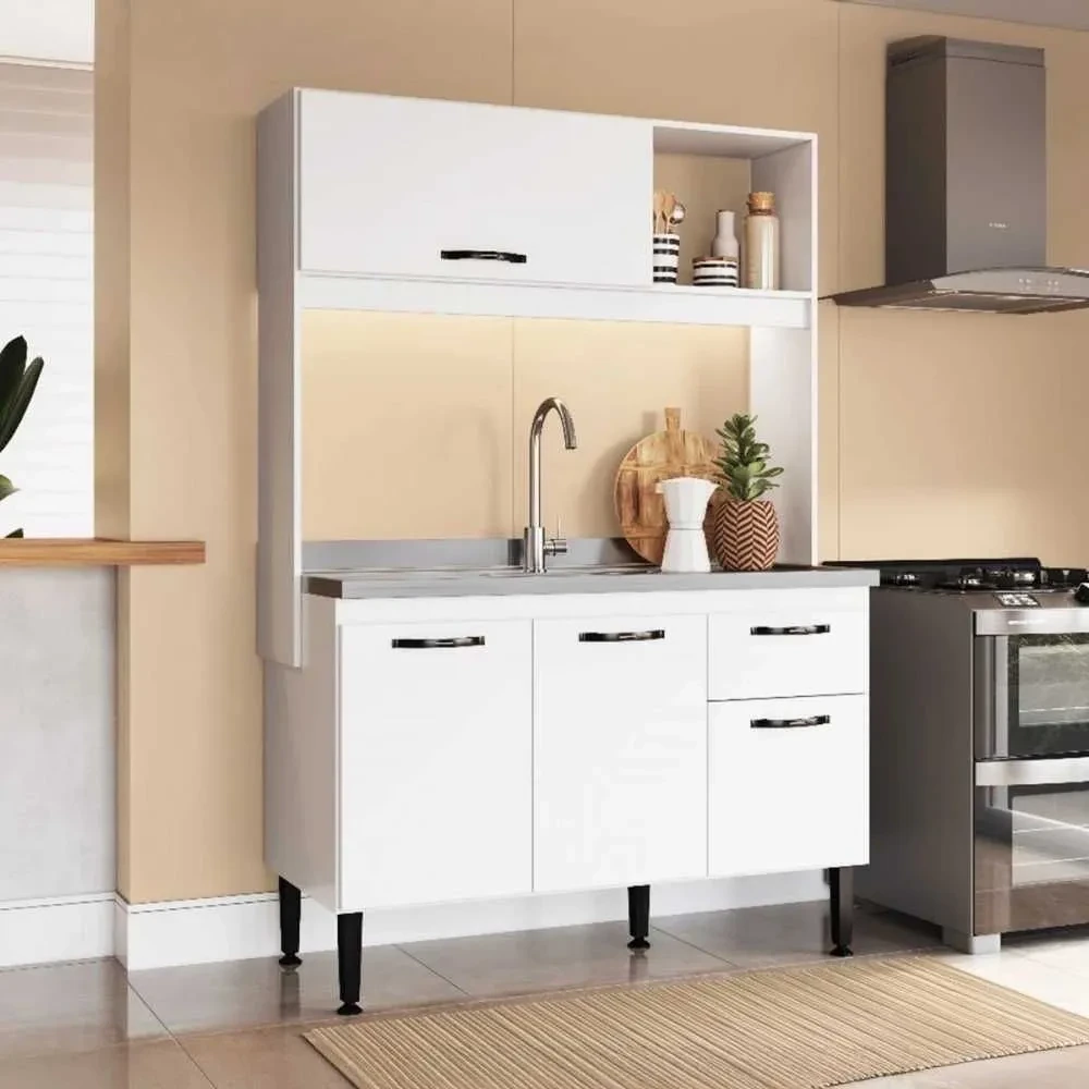 Cozinha Compacta Katy 4 Portas 1 Gaveta Branco - Irm Móveis - 1