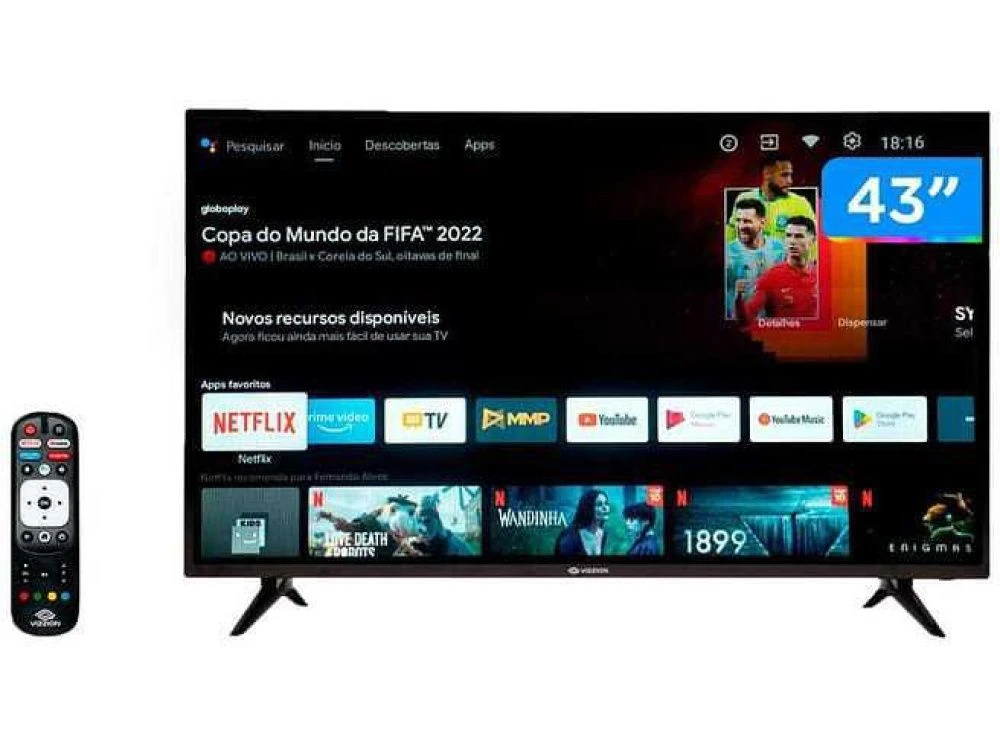 Smart TV 43 Full HD DLED Rig Vizzion BR43D1SA - 1