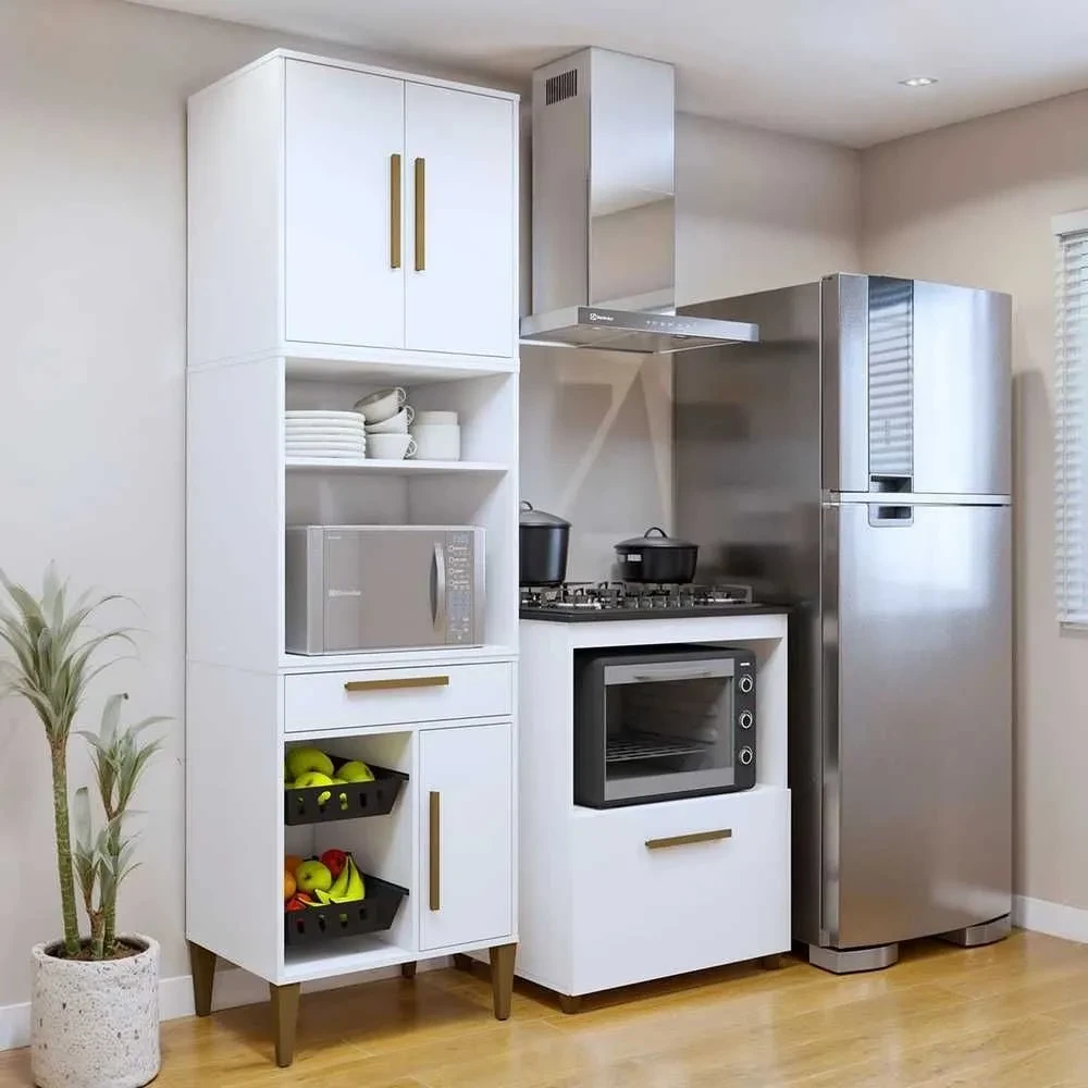 Cozinha Compacta João Pessoa 4 Portas 1 Gaveta Nature - Kaiki Móveis - 1