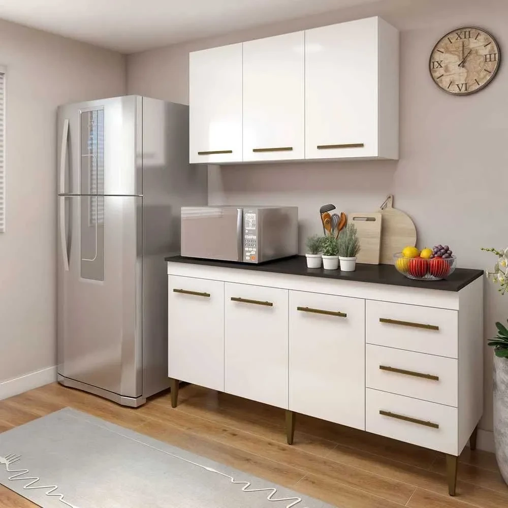 Cozinha Compacta Maceió 6 Portas 3 Gavetas Branco - Kaiki Móveis - 1