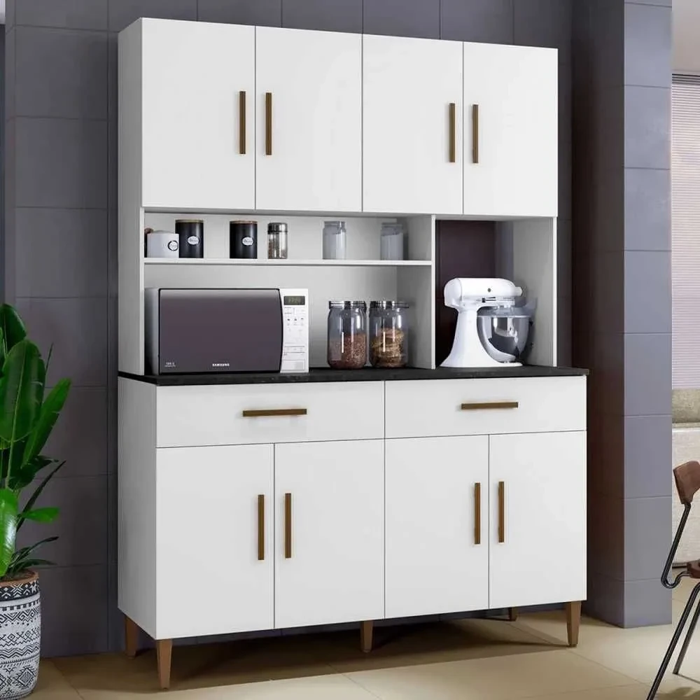 Cozinha Compacta Fortaleza 8 Portas 2 Gavetas Branco - Kaiki Móveis - 1