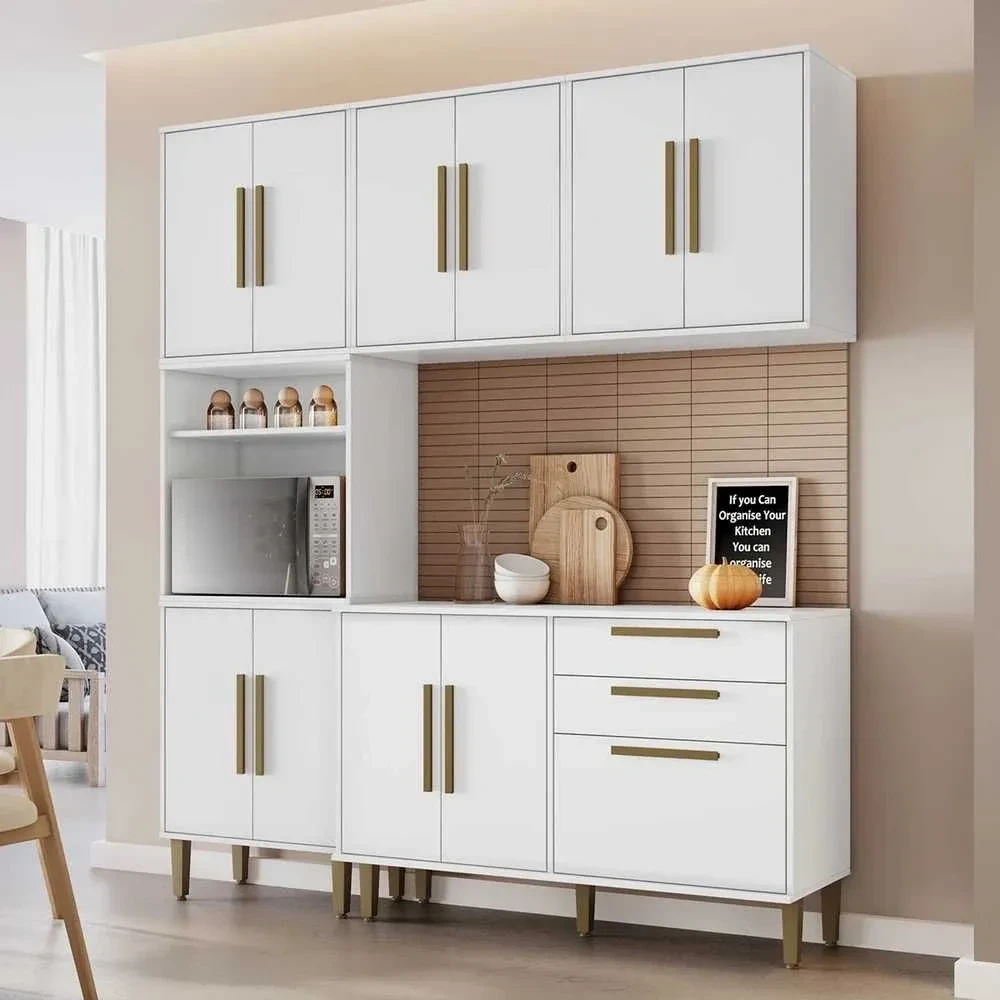 Armário de Cozinha Compacta Lorena 11 Portas 2 Gavetas Branco - Kaiki Móveis - 1