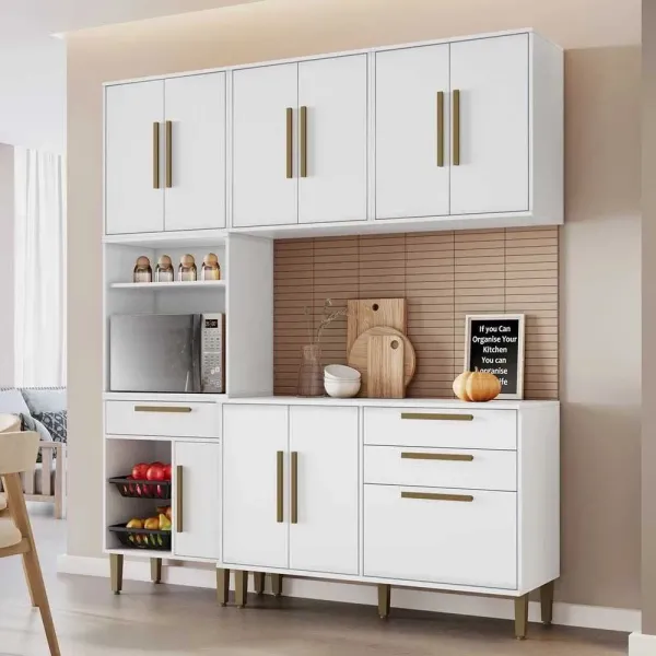 Cozinha Compacta Lorena 10 Portas 2 Gavetas com Fruteira Branco - Kaiki Móveis