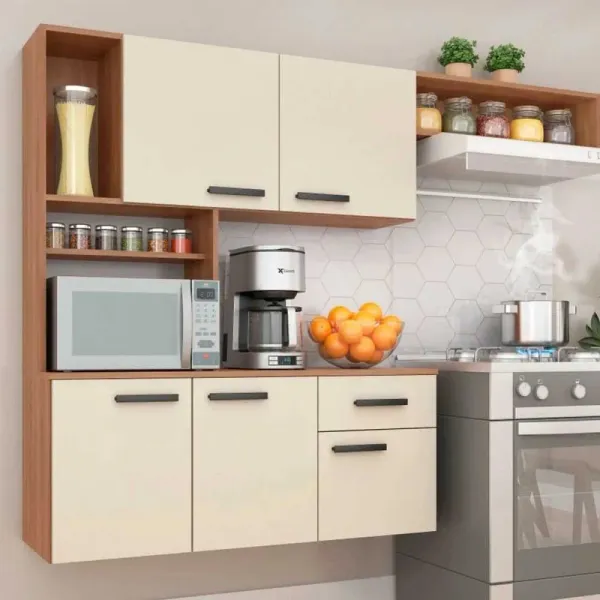 Cozinha Compacta Lis 5 Portas 1 Gaveta Manchester/Champagne - Fellicci