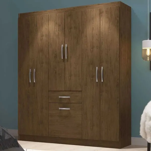 Guarda Roupa Casal Marbella 6 Portas 2 Gavetas Amarula