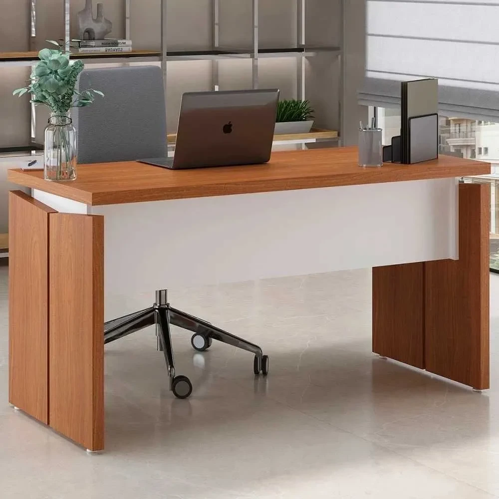 Mesa Escrivaninha Freijó/Branco - Artany Móveis - 1