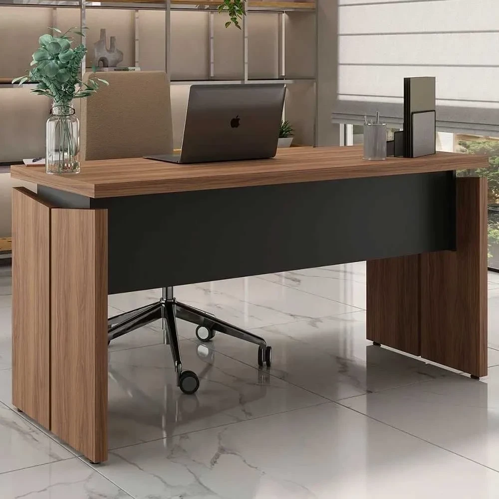 Mesa Escrivaninha Nogal/Preto - Artany Móveis - 1
