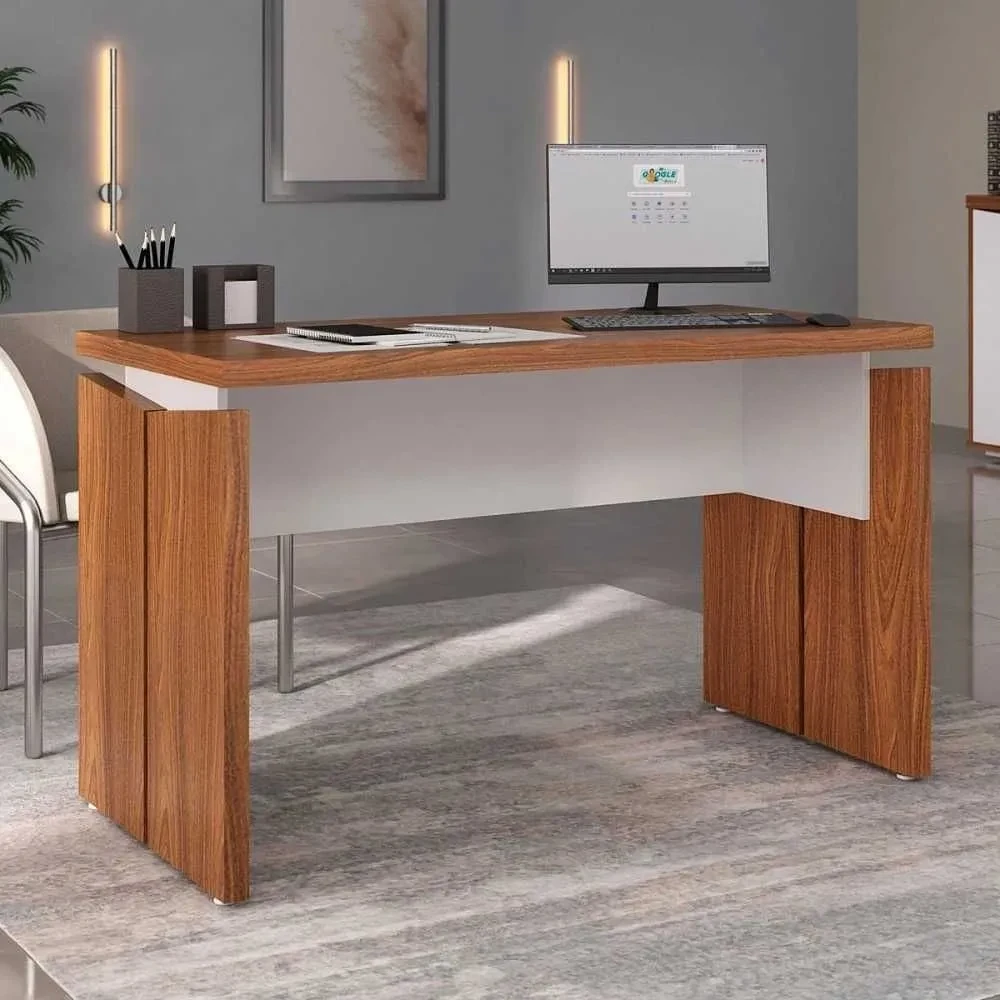 Mesa para Escritório Operacional Freijó/Branco - Artany Móveis - 1
