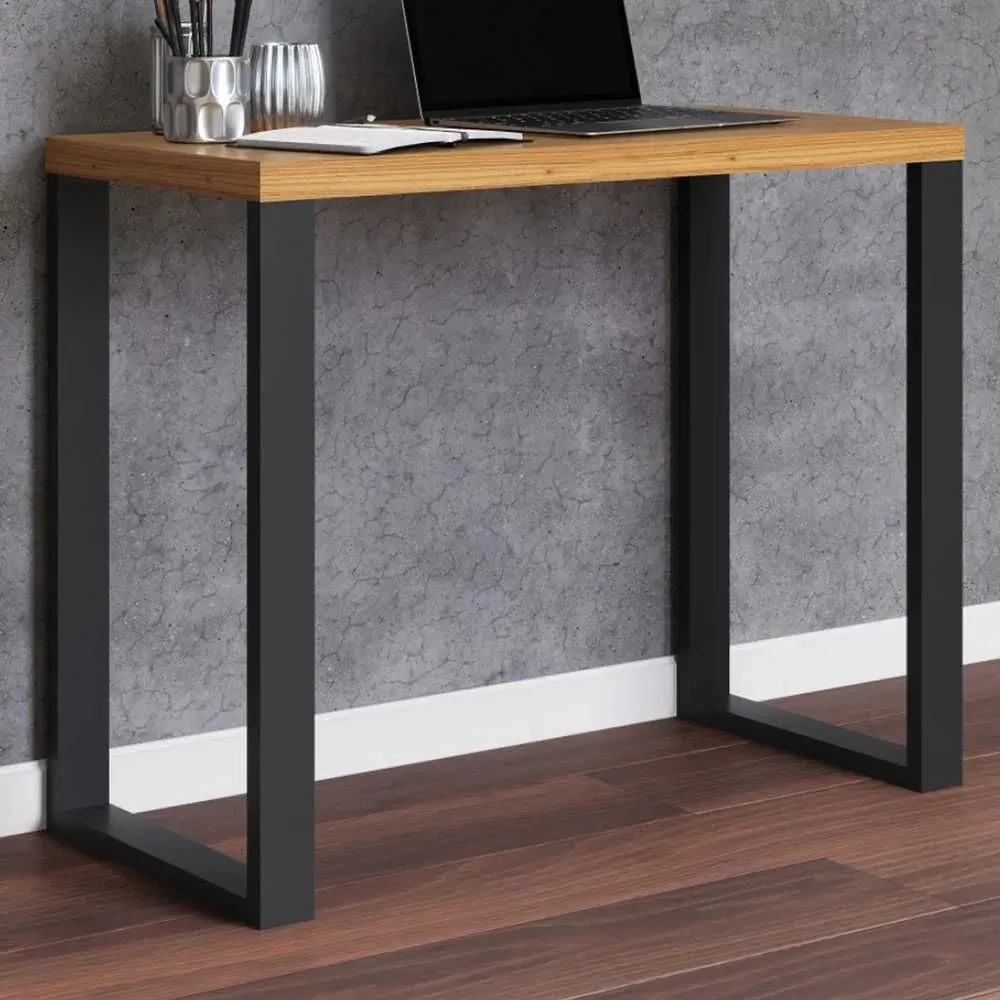 Mesa Escrivaninha Industrial 100% MDF Bege Freijó/Preto Fosco - 1