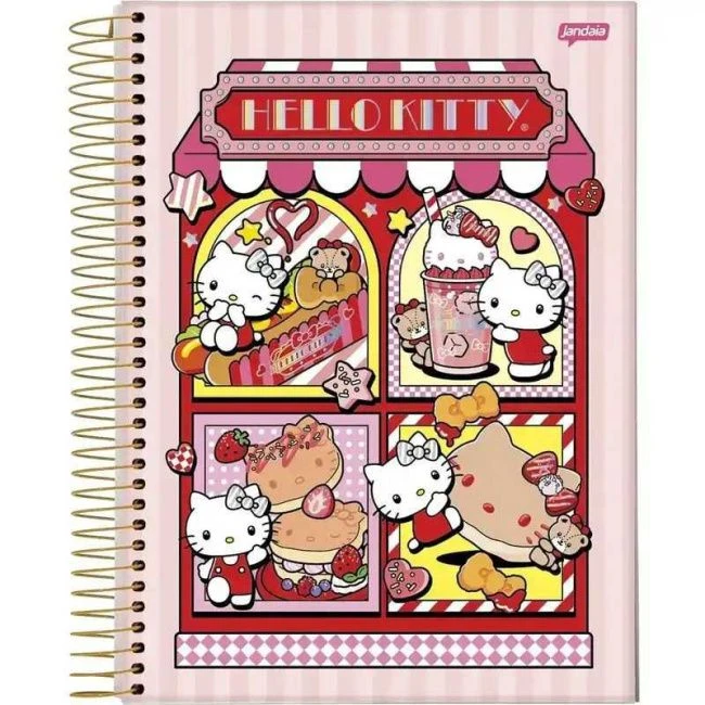 Caderno College 175x242mm Capa Dura 10 Matérias 160 Folhas Hello Kitty - Jandaia - 1