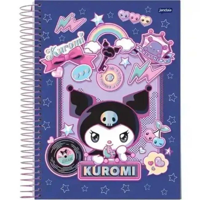 Caderno College 175x242mm Capa Dura 10 Matérias 160 Folhas Kuromi - Jandaia - 1